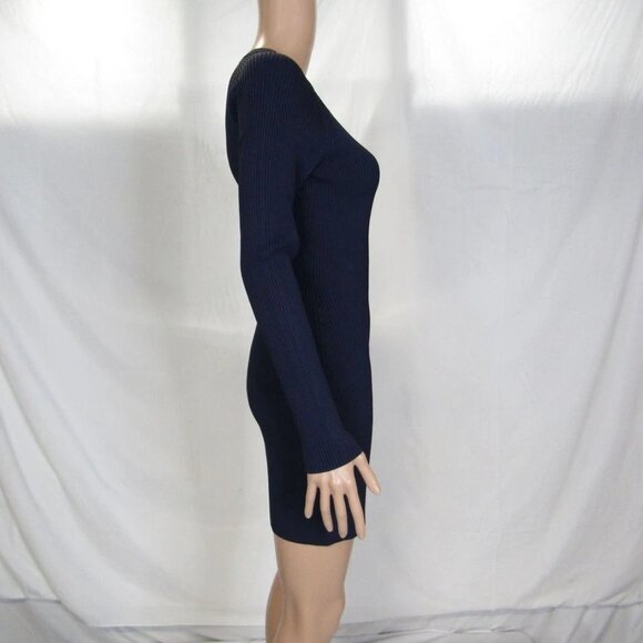 NEW A.L.C. Women's Stretch Ribbed Long Sleeve Mini Dress Navy Blue Size M - Picture 8 of 12